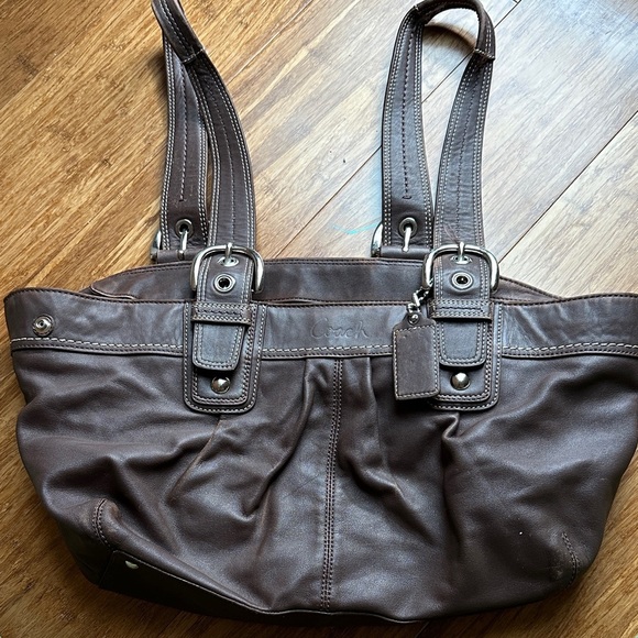 Coach Chocolate Leather Shoulder Bag - Picture 1 of 13